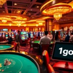 Capture the thrill of casino gaming with players excited at the table using 1gom to enhance their experience.
