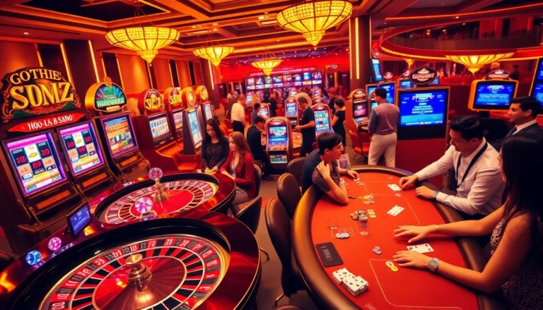 Engage in thrilling casino games at nohu52 with lively roulette tables and vibrant slot machines.