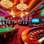 Experience the excitement of gambling at https://tr88bet.com/ featuring vibrant casino elements like cards, chips, and tables.